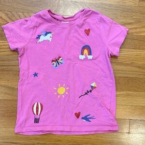 Hanna Andersson girls sz10/140cm pink Tshirt with Unicorn, Rainbow, happy Design